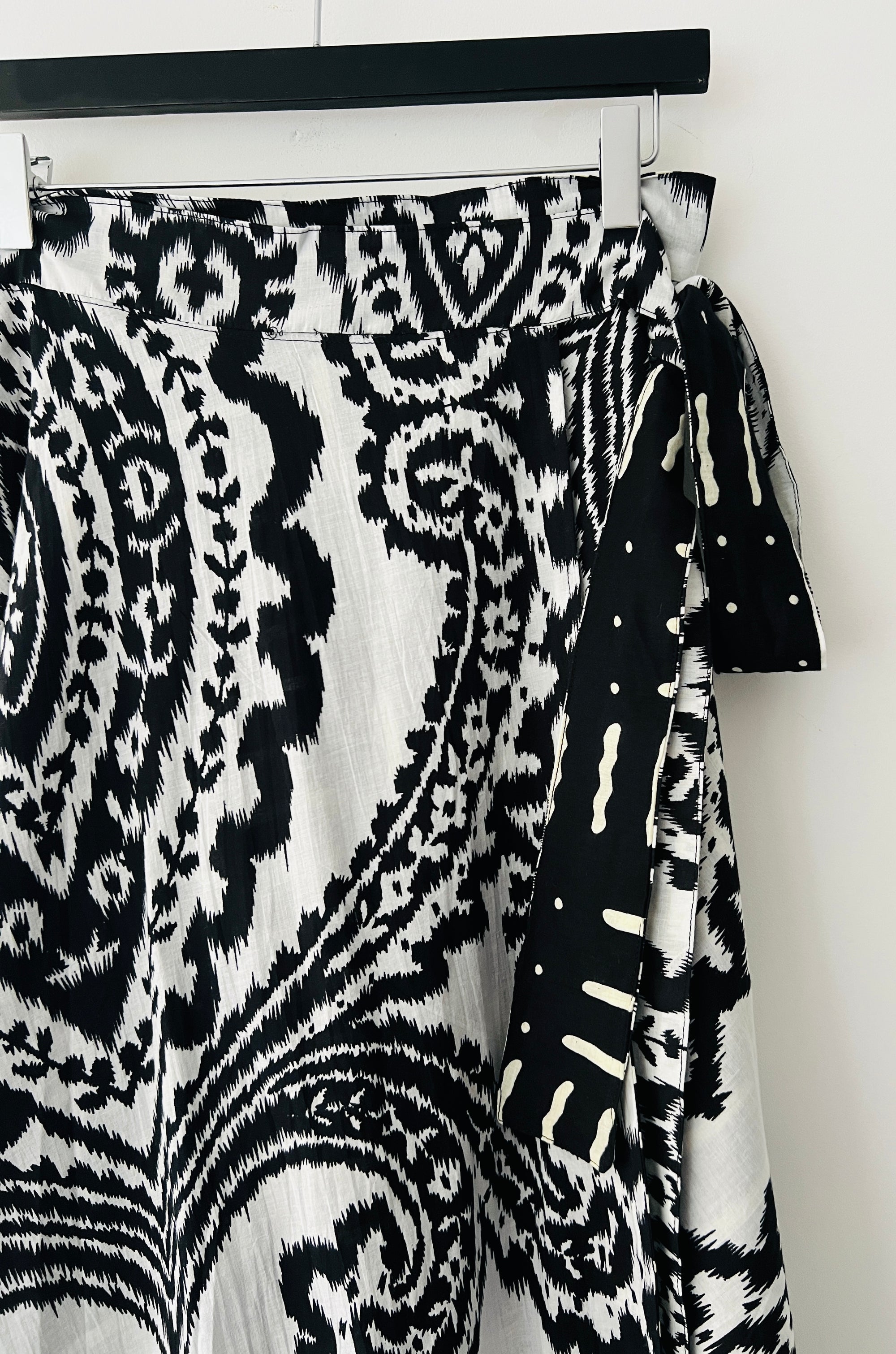 Hand Screen Printed Cotton Reversible Wrap Maxi Skirt