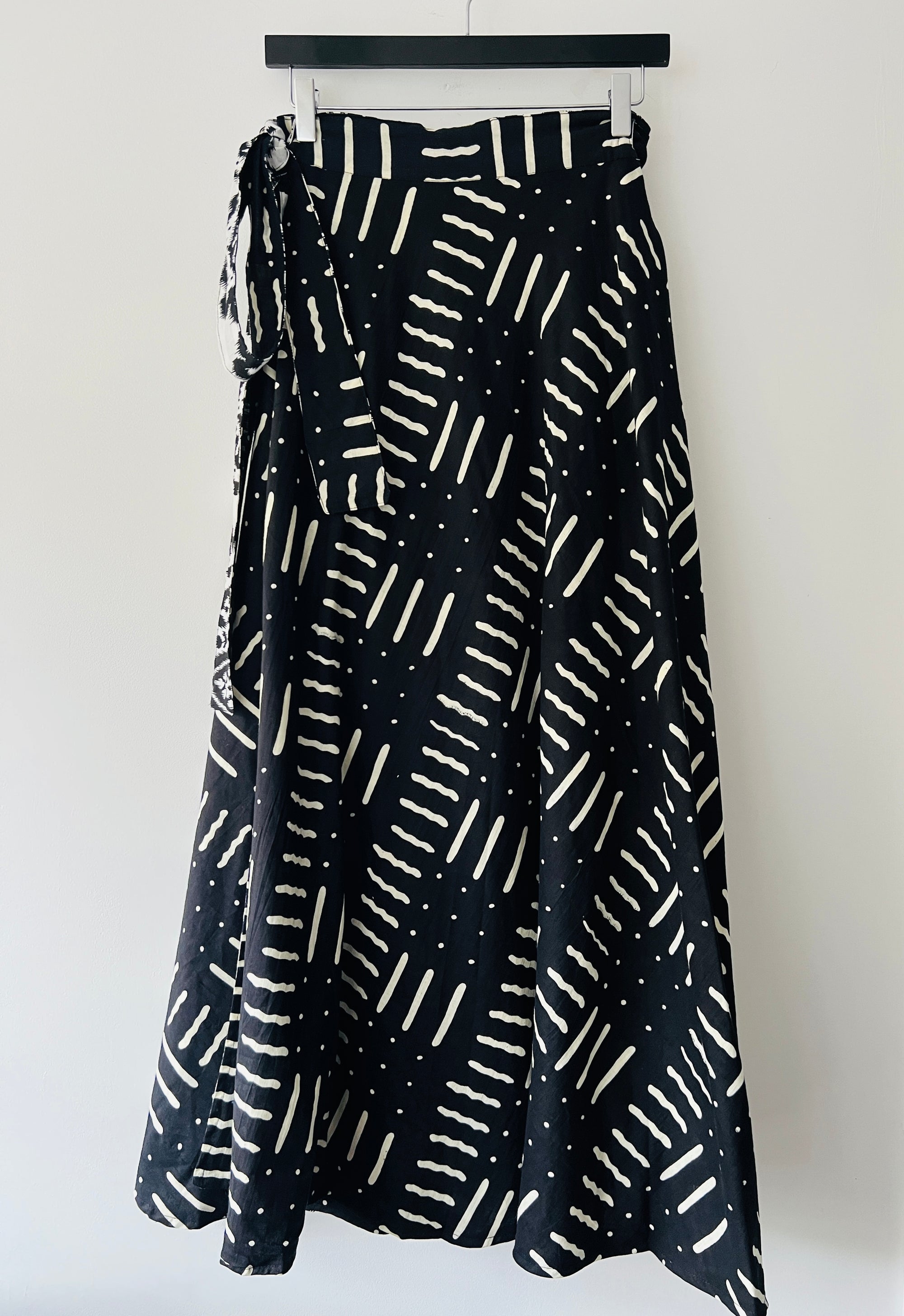 Hand Screen Printed Cotton Reversible Wrap Maxi Skirt