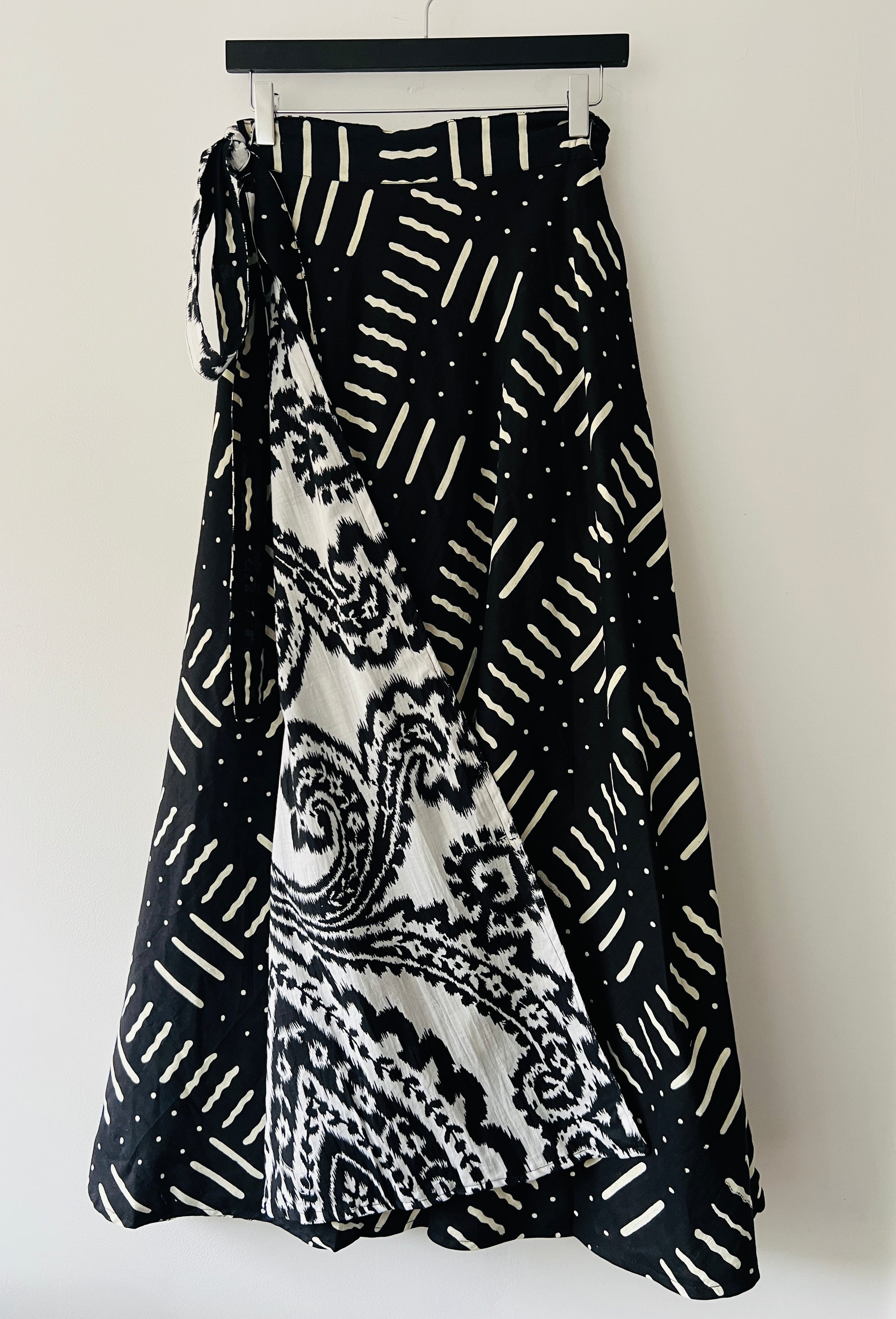 Hand Screen Printed Cotton Reversible Wrap Maxi Skirt