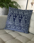 Velvet Paisley Embroidered Cushion Cover - Blues