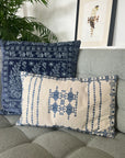 Velvet Paisley Embroidered Cushion Cover - Blues