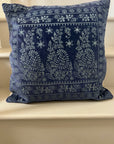 Velvet Paisley Embroidered Cushion Cover - Blues