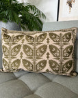 Embroidered Cushion Cover - Geometric Leaf Design