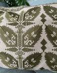 Embroidered Cushion Cover - Geometric Leaf Design