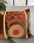 Rectangular Velvet Cushion Cover - Sozani Embroidery In Autumn Colours