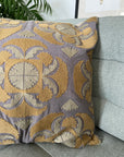 Sozani Style Embroidered Cushion Cover - Grey and Camel