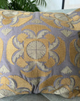 Sozani Style Embroidered Cushion Cover - Grey and Camel