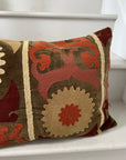 Rectangular Velvet Cushion Cover - Sozani Embroidery In Autumn Colours