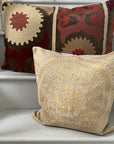 Rectangular Velvet Cushion Cover - Sozani Embroidery In Autumn Colours
