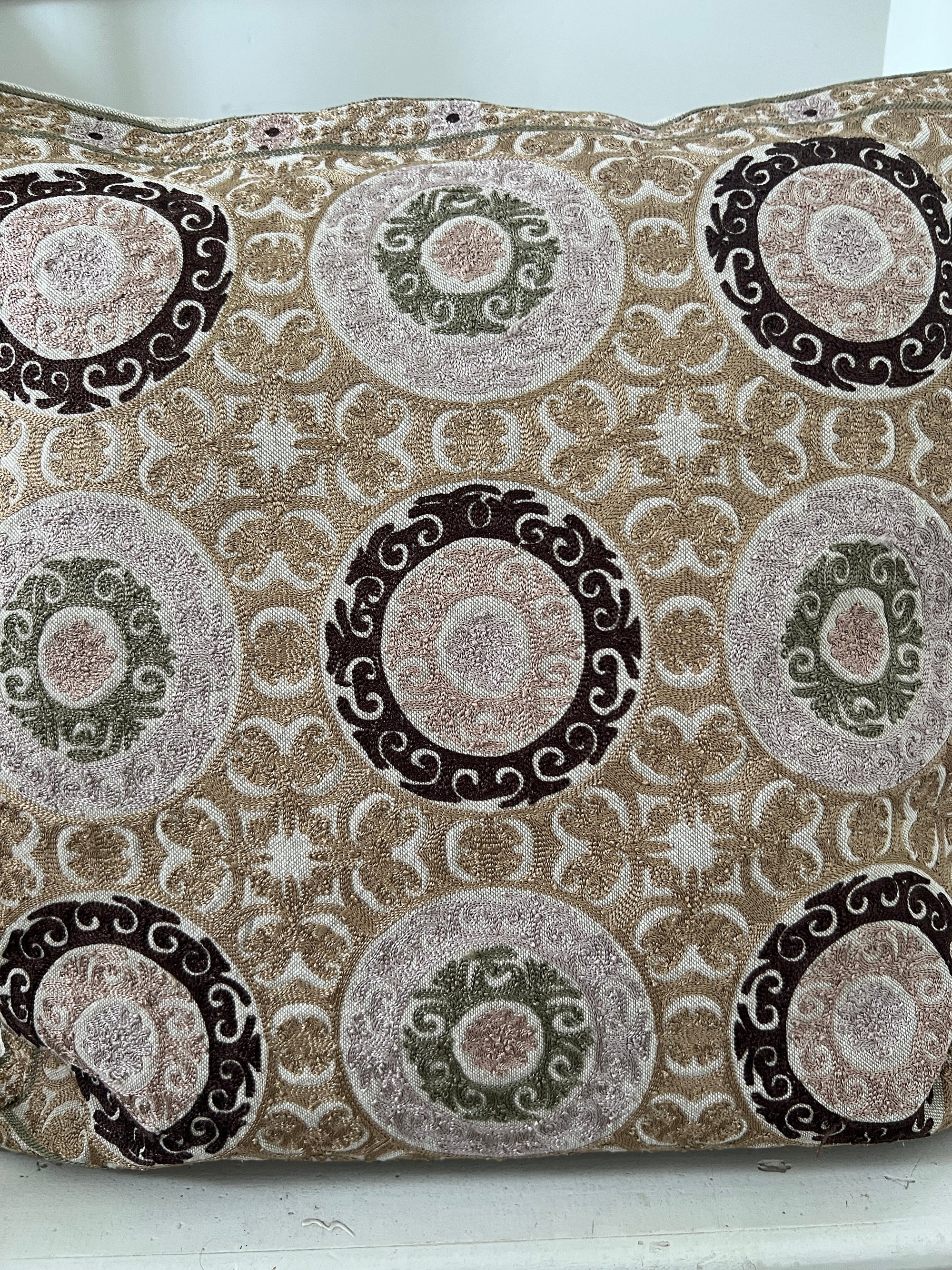 Circular Sozani Embroidered Cushion Cover
