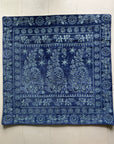 Velvet Paisley Embroidered Cushion Cover - Blues