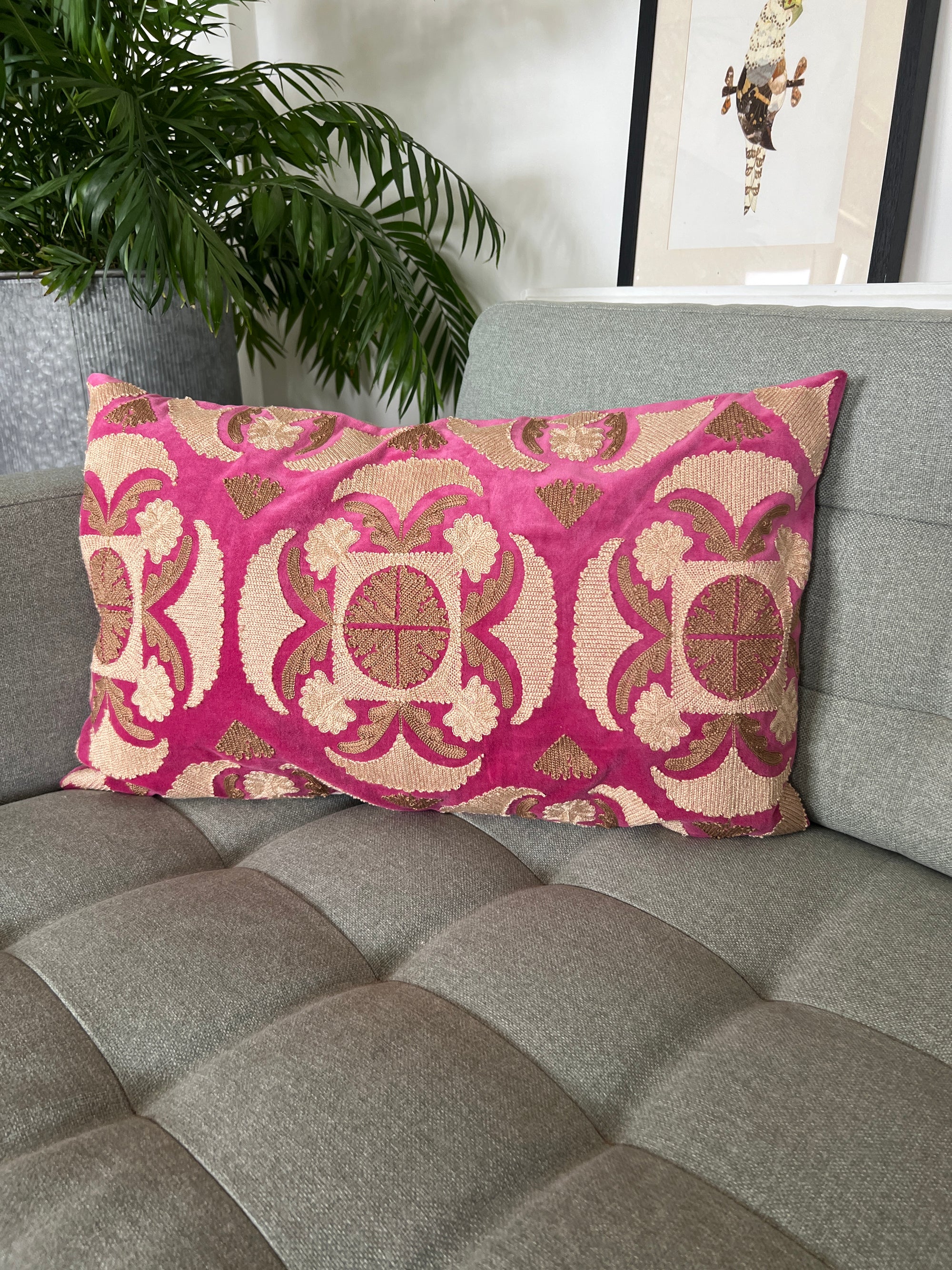 Velvet Rectangular Cushion Cover - Deep Pink