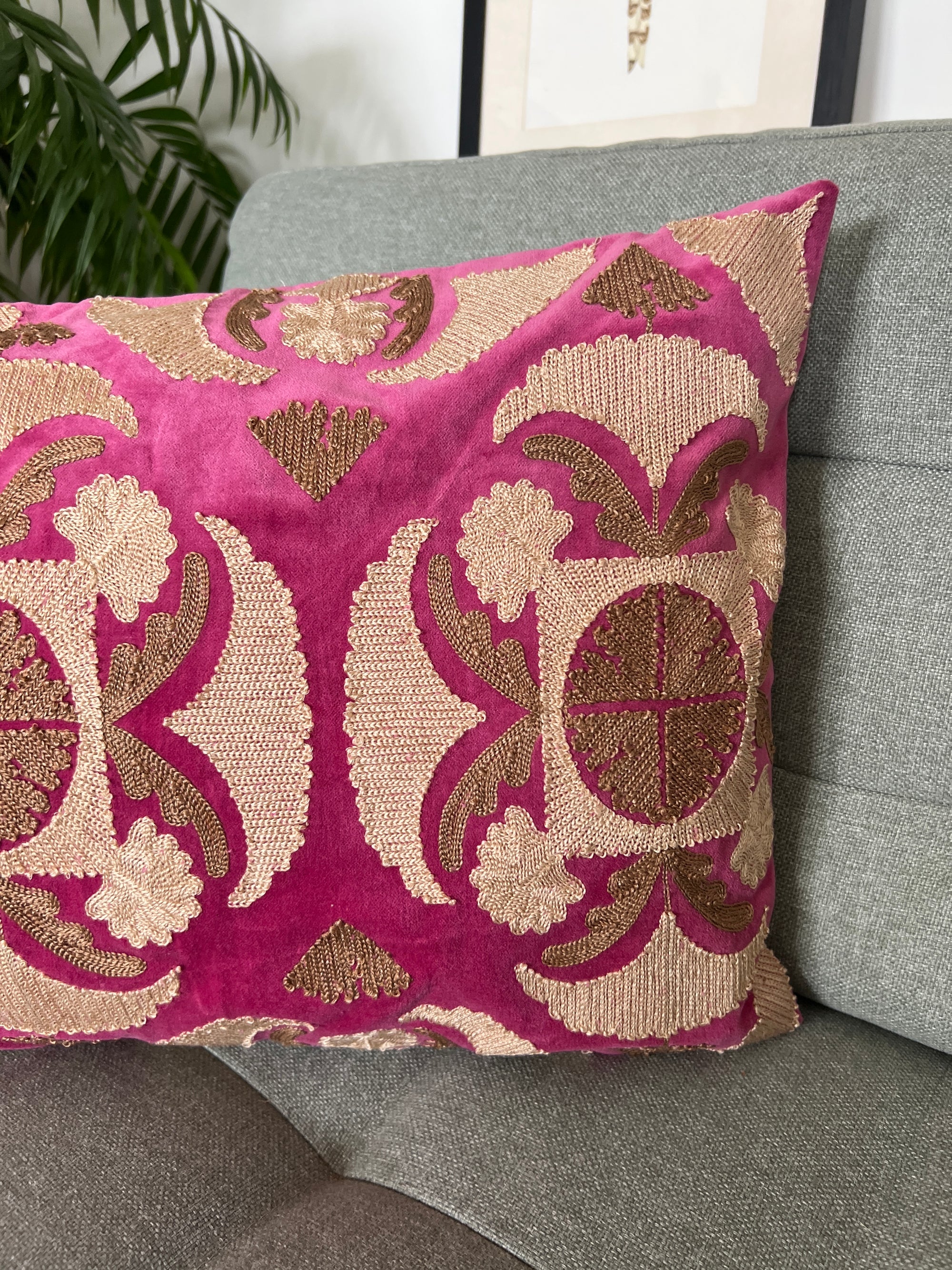 Velvet Rectangular Cushion Cover - Deep Pink