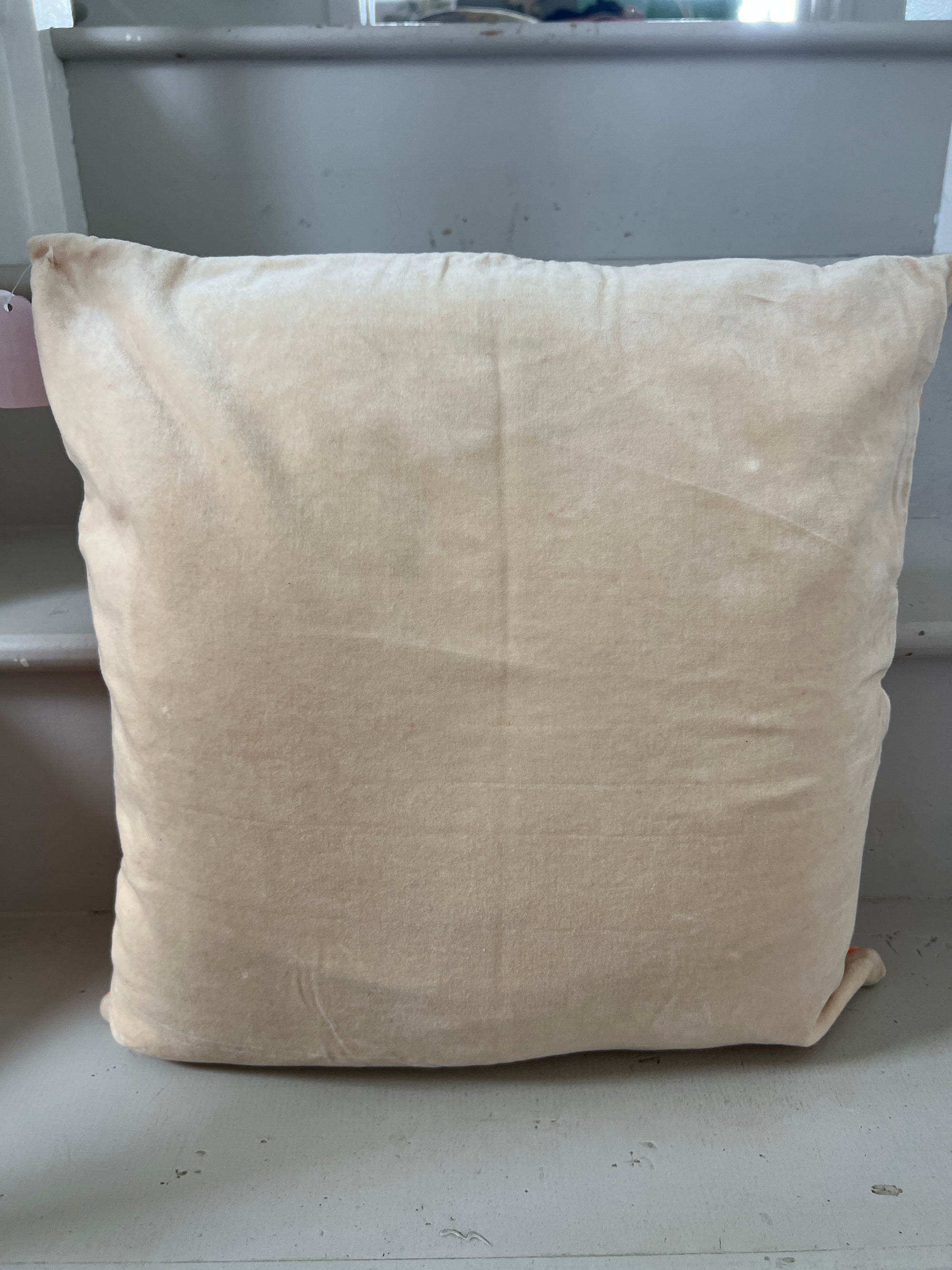 Velvet Embroidered Cushion Cover - Neon Orange Embroidery