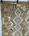 Contemporary Afghan Kilim - Ochre/Grey/Neutral