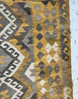 Contemporary Afghan Kilim - Ochre/Grey/Neutral