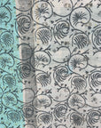 Vintage Kantha Throw with Handblock Print