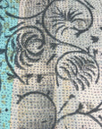 Vintage Kantha Throw with Handblock Print