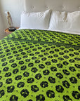Handstitched Vintage Kantha Throw - Bright Lime
