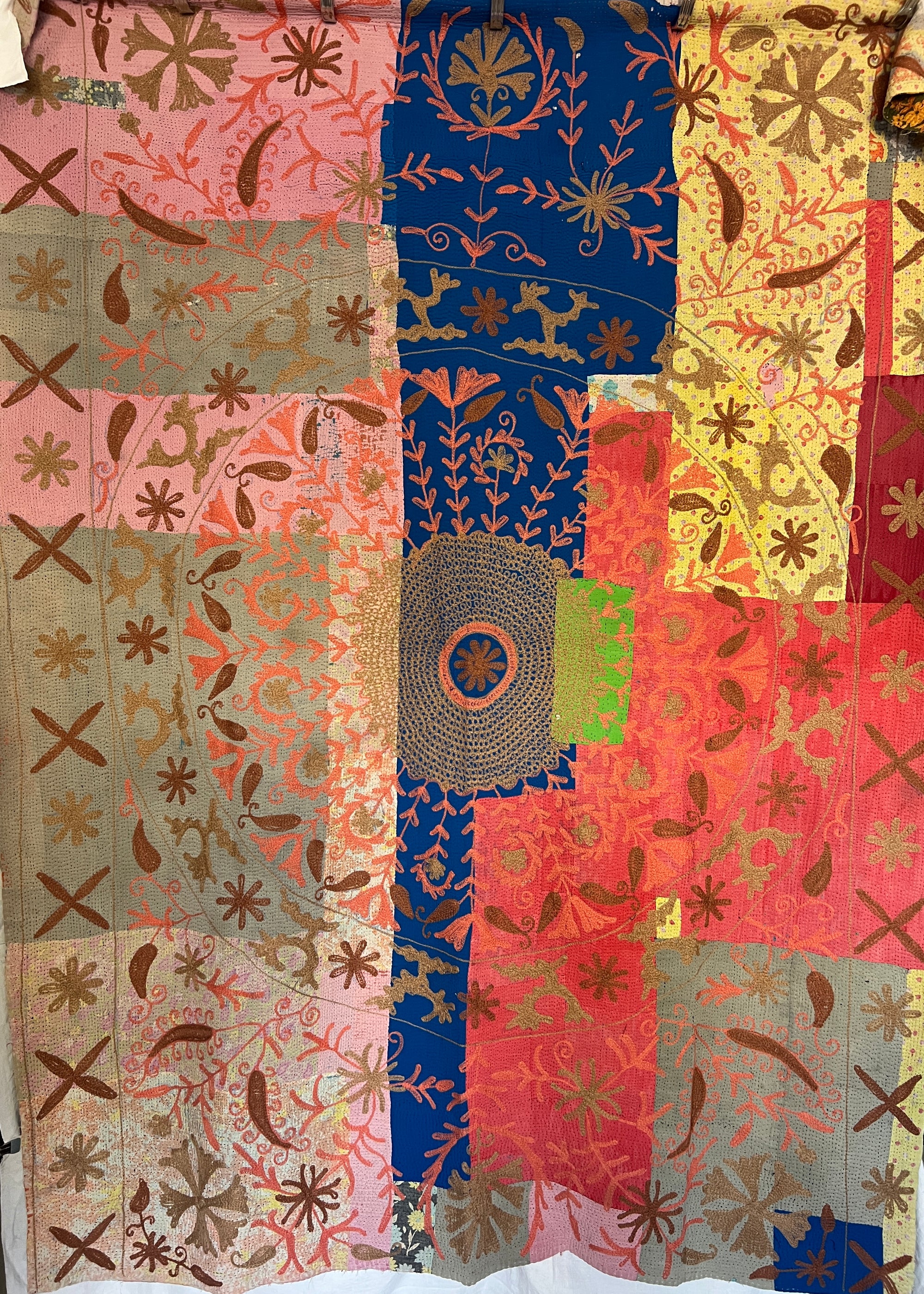 Vintage Hand Stitched Kantha Sozani Throw - Patchwork
