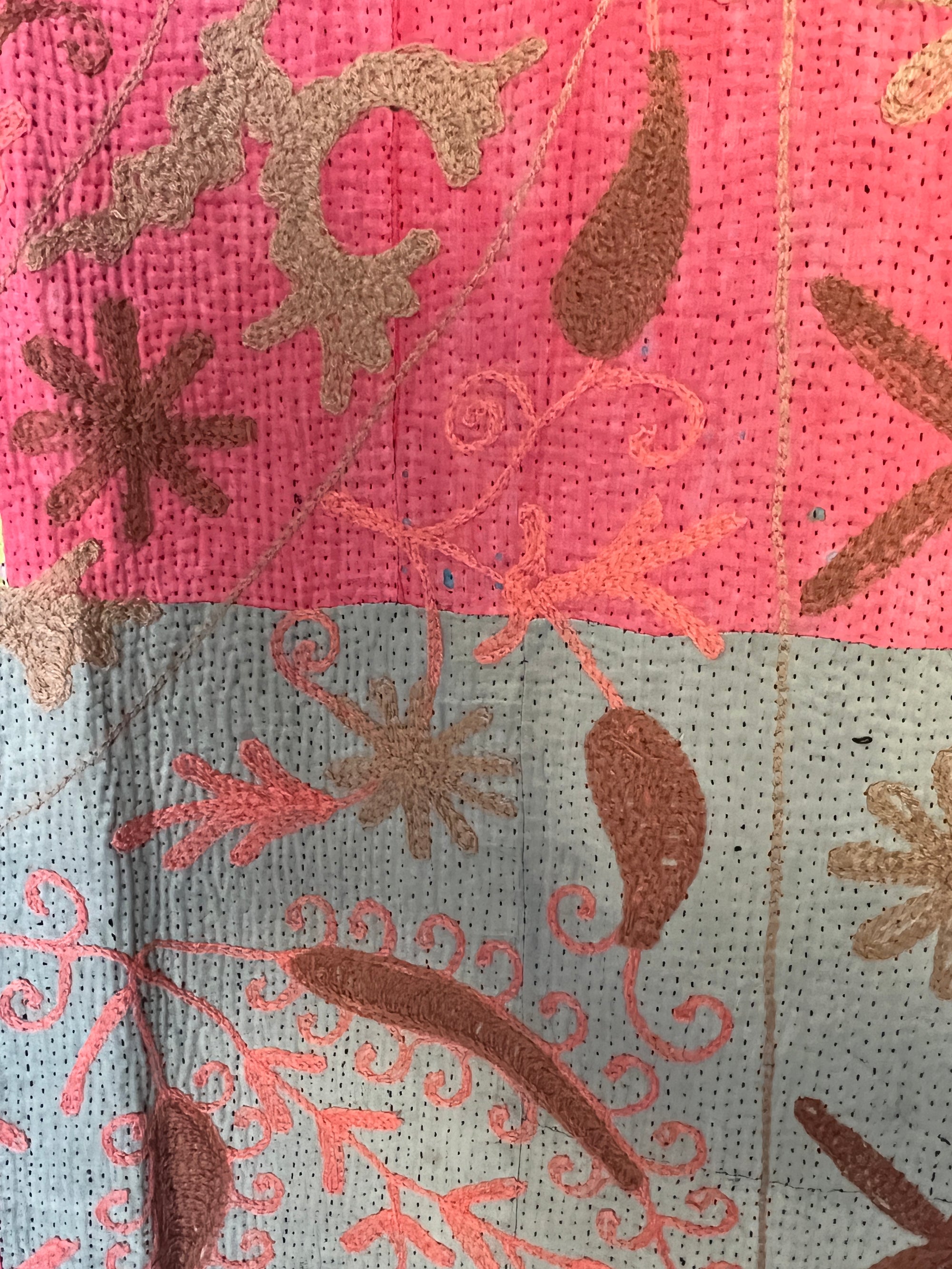 Vintage Hand Stitched Kantha Sozani Throw - Patchwork
