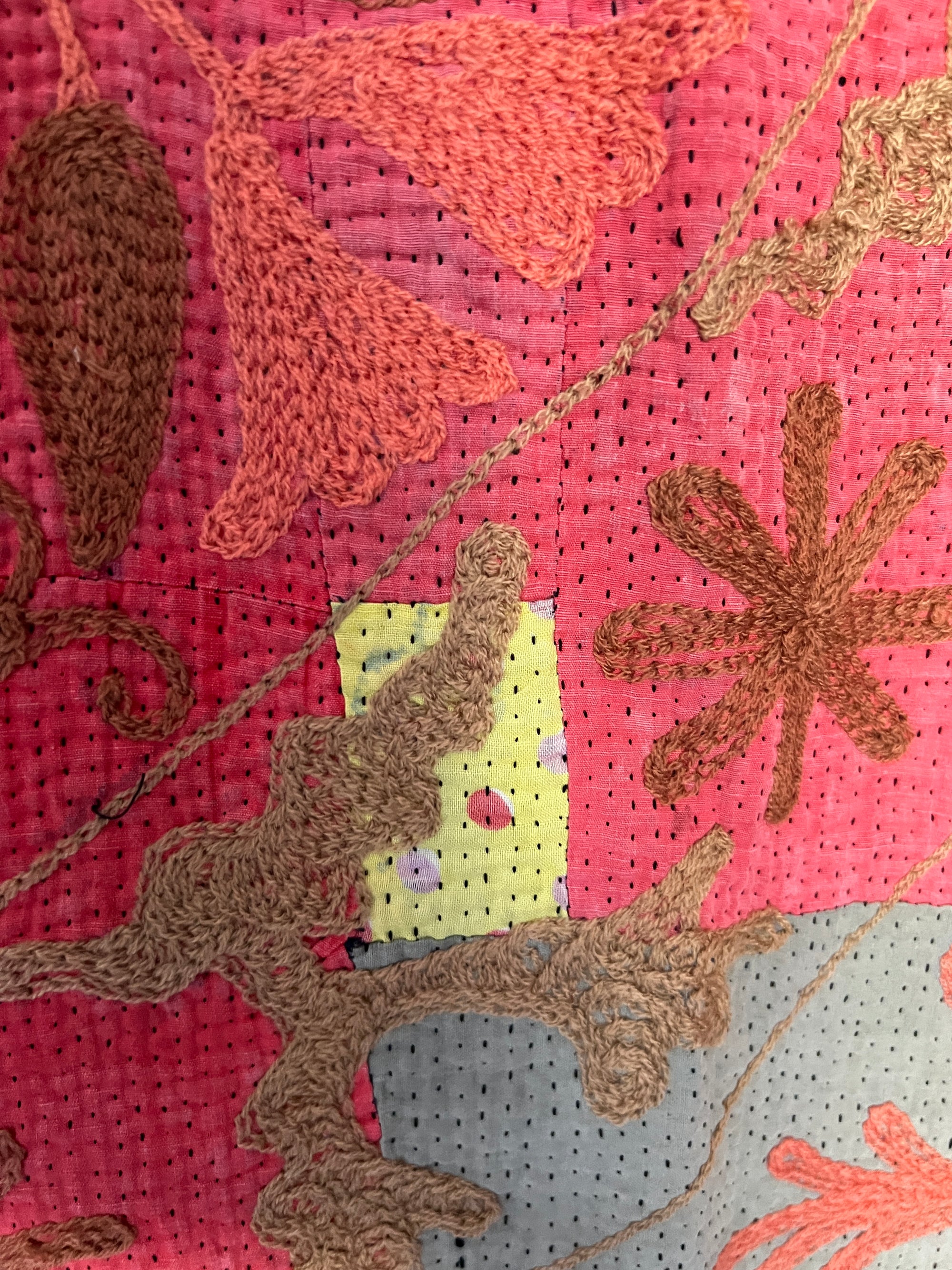 Vintage Hand Stitched Kantha Sozani Throw - Patchwork
