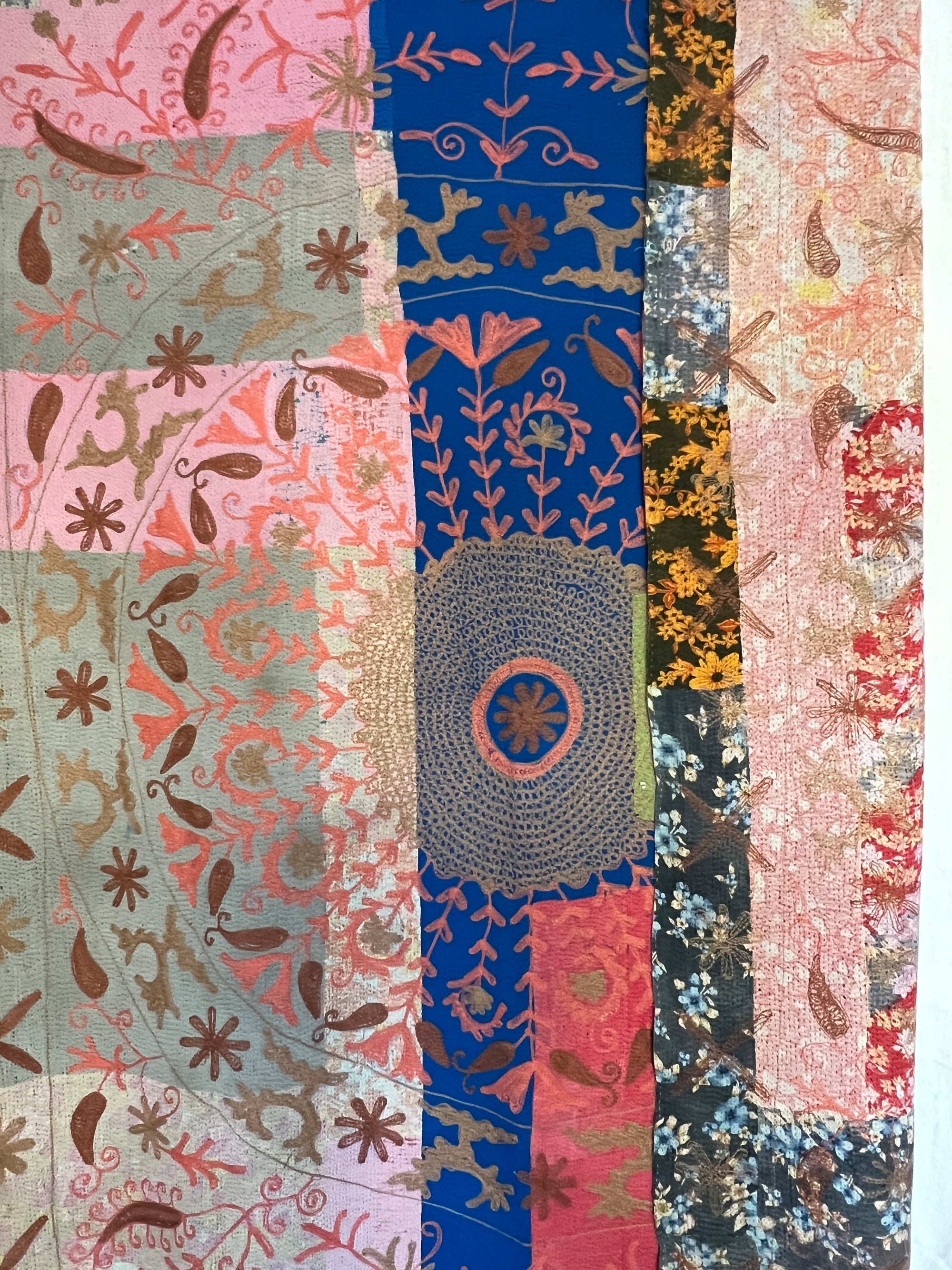 Vintage Hand Stitched Kantha Sozani Throw - Patchwork