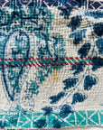 Hand Stitched and Hand Block Printed Kantha Throw - Paisley And Floral Stripe