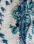 Hand Stitched and Hand Block Printed Kantha Throw - Paisley And Floral Stripe