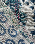 Hand Stitched and Hand Block Printed Kantha Throw - Paisley And Floral Stripe