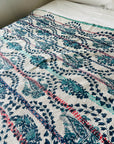 Hand Stitched and Hand Block Printed Kantha Throw - Paisley And Floral Stripe