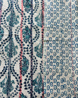 Hand Stitched and Hand Block Printed Kantha Throw - Paisley And Floral Stripe