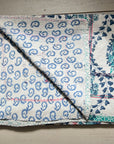 Hand Stitched and Hand Block Printed Kantha Throw - Paisley And Floral Stripe