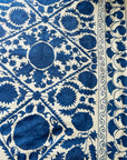 Hand Embroidered Cotton Sozani Panel - Deep Blue