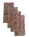 Hand Block Printed Napkins - Pink Floral - Set of 4