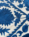 Hand Embroidered Cotton Sozani Panel - Deep Blue