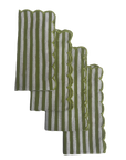 Hand Block Printed Napkins - Green Stripe - Set of 4