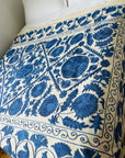 Hand Embroidered Cotton Sozani Panel - Deep Blue