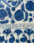 Hand Embroidered Cotton Sozani Panel - Deep Blue