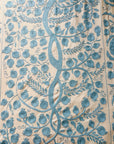 Hand Embroidered Cotton Sozani Panel - Pale Blue