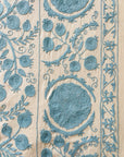 Hand Embroidered Cotton Sozani Panel - Pale Blue