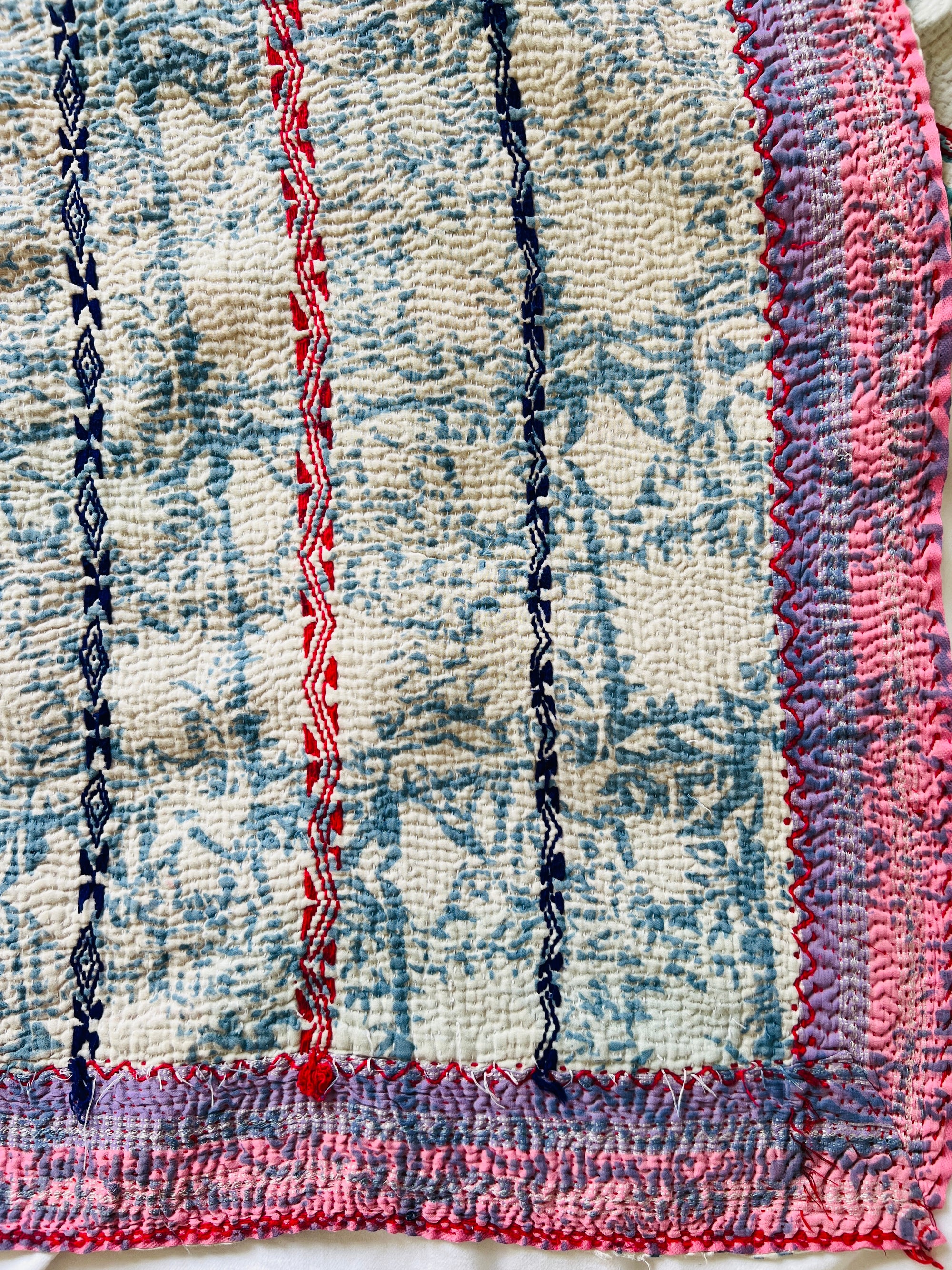 Hand Stitched and Hand Block Printed Kantha Throw