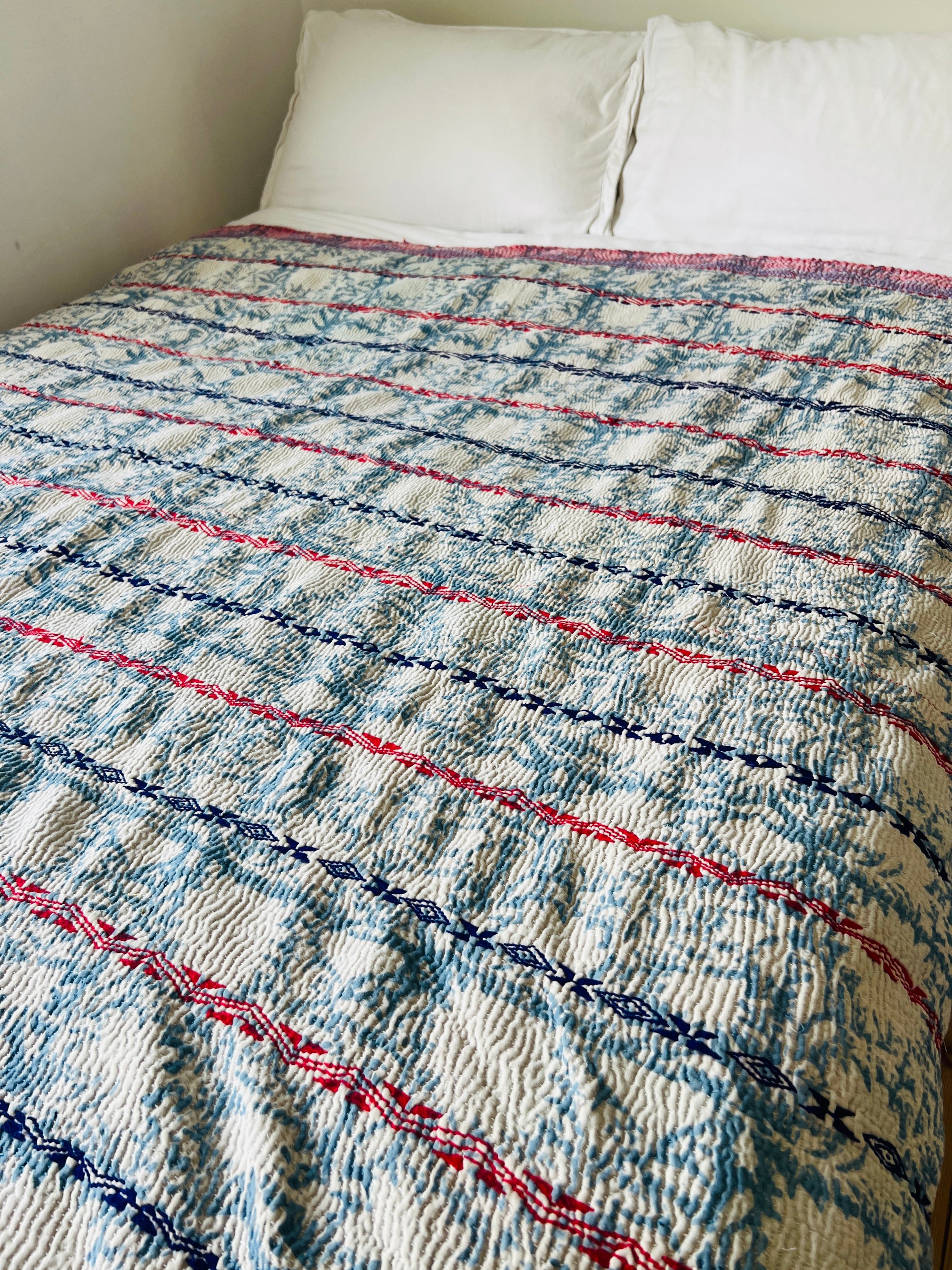 Hand Stitched and Hand Block Printed Kantha Throw