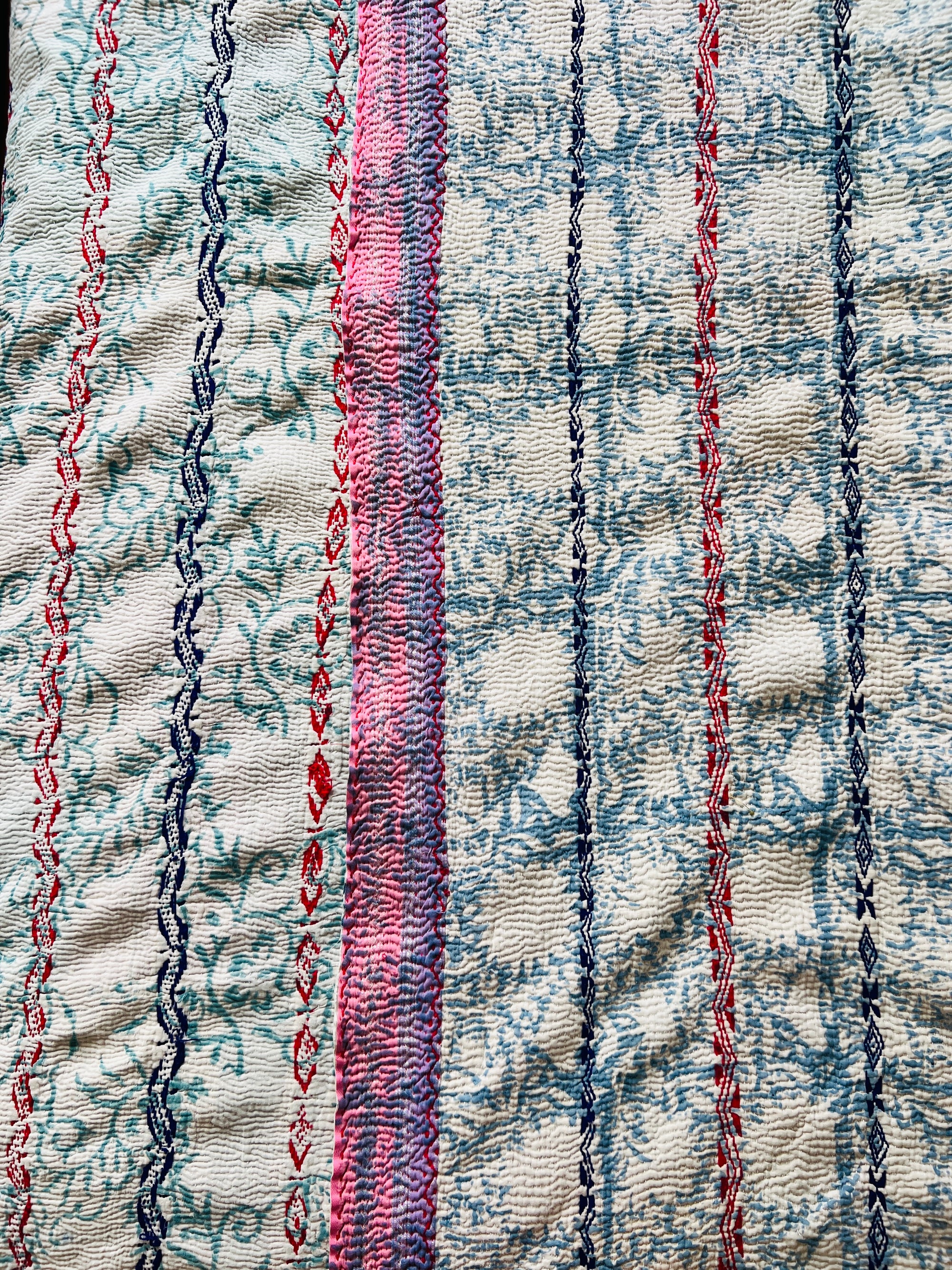 Hand Stitched and Hand Block Printed Kantha Throw