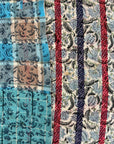 Hand Stitched and Hand Block Printed Kantha Throw - Bold Stripe