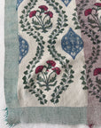 Hand Block Printed Kantha Throw - Floral Stripe