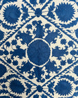 Hand Embroidered Cotton Sozani Panel - Deep Blue