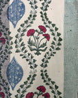 Hand Block Printed Kantha Throw - Floral Stripe