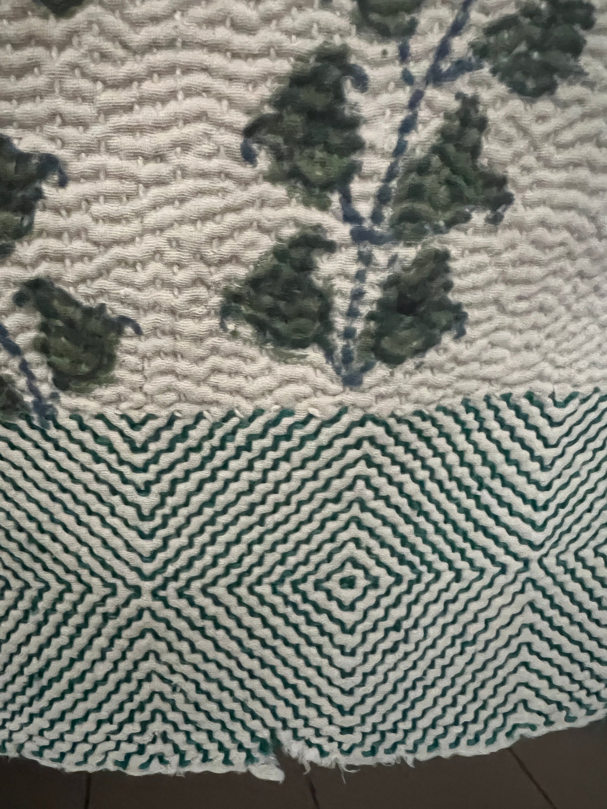 Hand Block Printed Kantha Throw - Floral Stripe