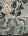 Hand Block Printed Kantha Throw - Floral Stripe